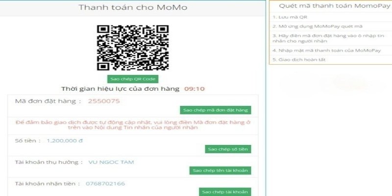 Quy trình chuyển vốn 188bet thông qua ví điện tử Momo